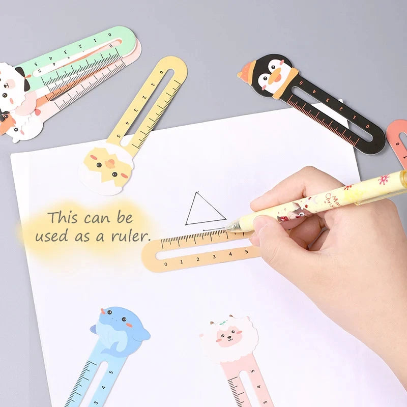 50-Pack Cartoon Animal Bookmarks, Dual-Purpose Bookmarks and Rulers for Office and School Use, Cute Bear and Kitten Bookmarks fo