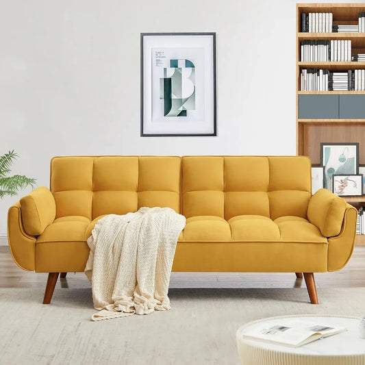 Convertible Futon Sofa Bed,Linen Sleeper Couch, 75" W Modern 3 Seater Tufted Sofa with Adjustable Backrests and Solid,Customized