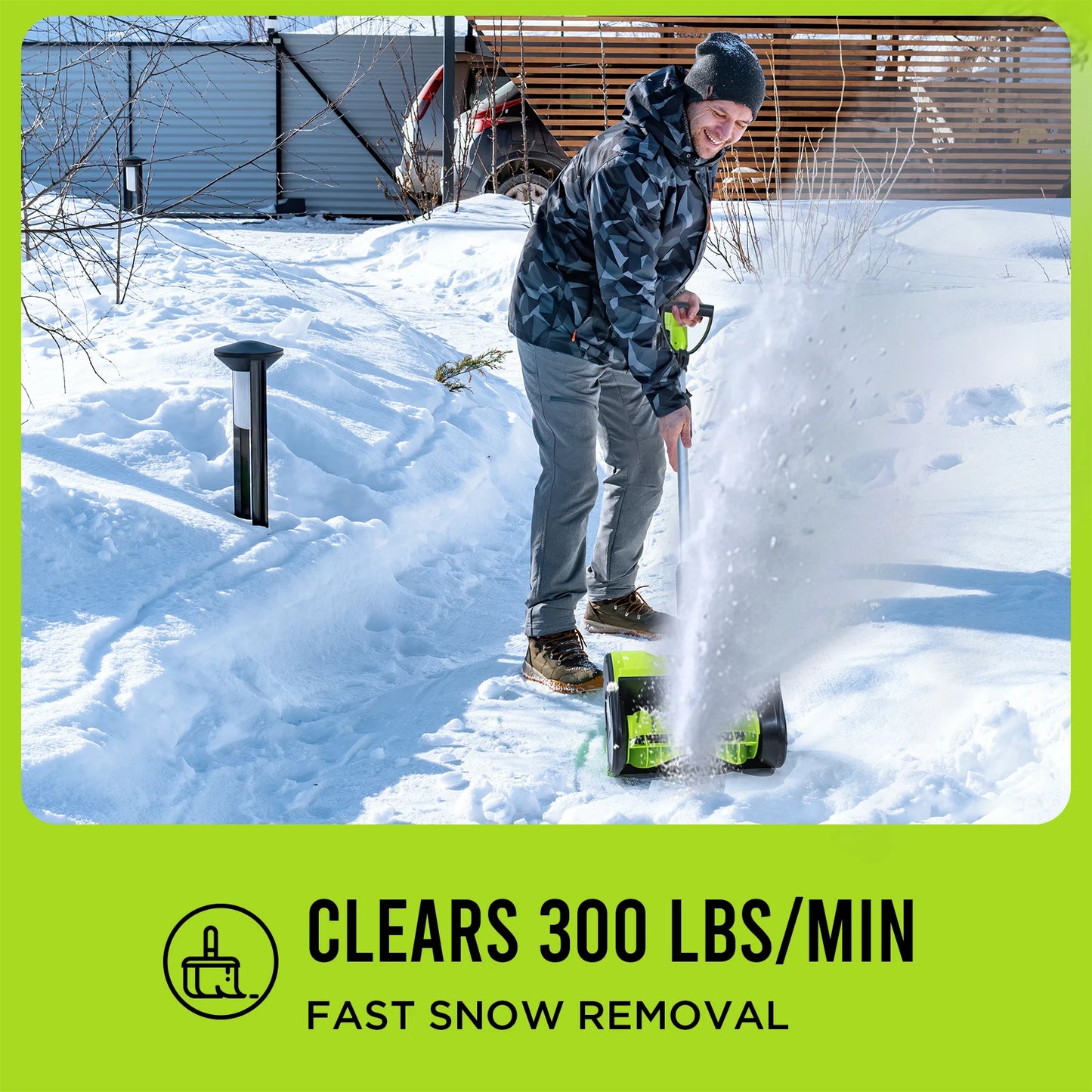 Deli STEELITE 21V 12" Cordless Snow Shovel w/4.0Ah Battery, 20' Throw - Electric Snow Blower for Driveway/Sidewalk