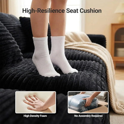 Boneless L-Shaped Modular Couch - 108 Inch Cloud Corduroy Sectional Sofa,Deep Seating Comfort, No Assembly, Ideal, Customized