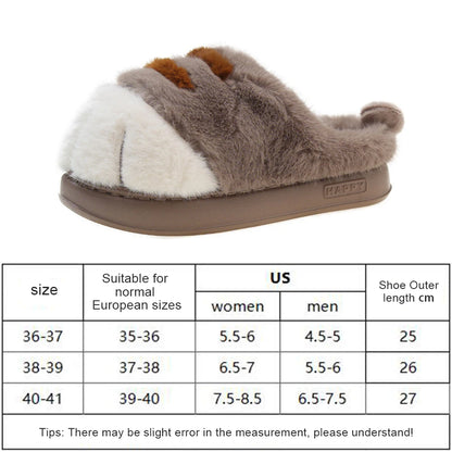 3D Cat Paw Slippers Women's Home Shoes Non Slip Furry Mules Female Fashion Warm Fluffy Slides Outdoor Cat Slippers for Autumn Wi