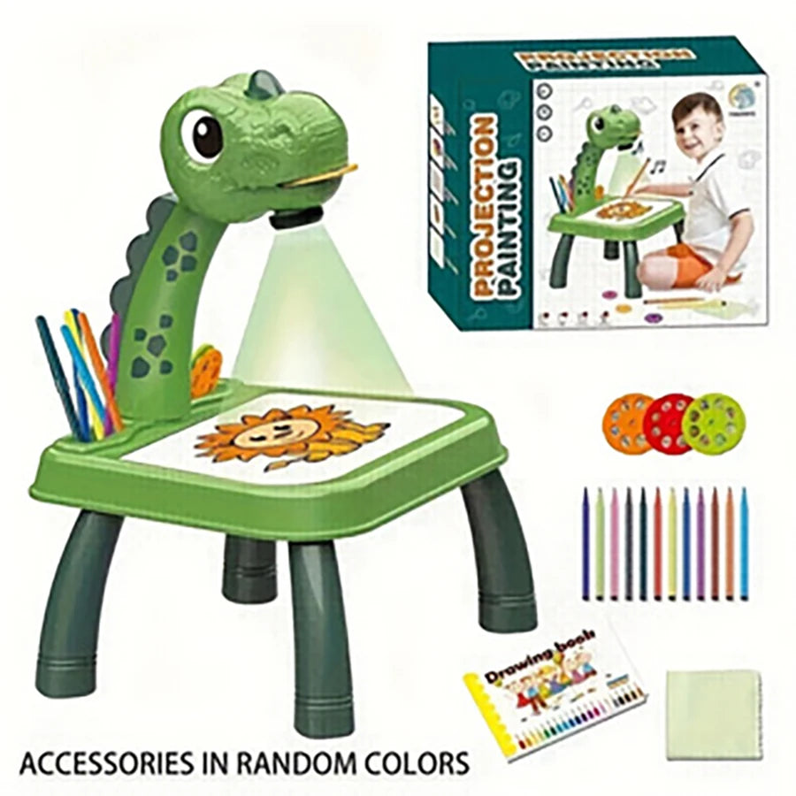 Dinosaur painting projector, puzzle toy drawing board, art and handmade toys for boys and girls, suitable gifts for children