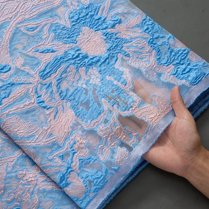 Latest Nigerian Laces Fabric 2025 Luxury 5 Yards African Jacquard Brocade Lace Fabric for Sewing Family Prom Dresses F4012