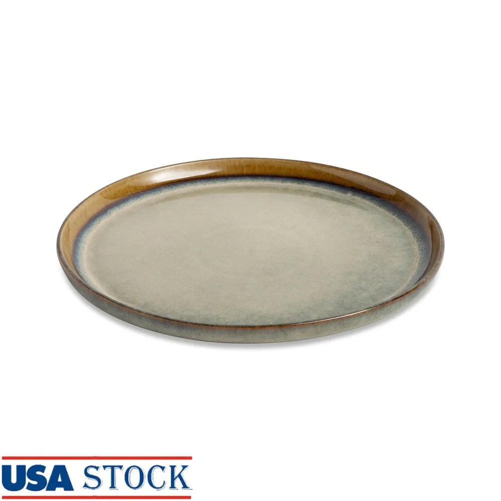 Ceramic Round Salad Plate Dishwasher Safe Microwave Safe Durable Rustic Dinnerware Perfect For Serving Appetizers Side Dishes