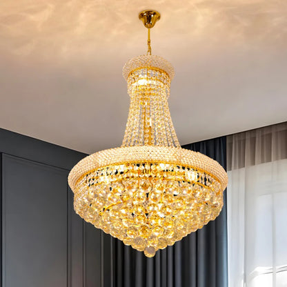 Modern Luxury Crystal Chandelier Empire Style Chandelier Pendant Ceiling Light Fixture for Living Room Stairway Bedroom Foyer
