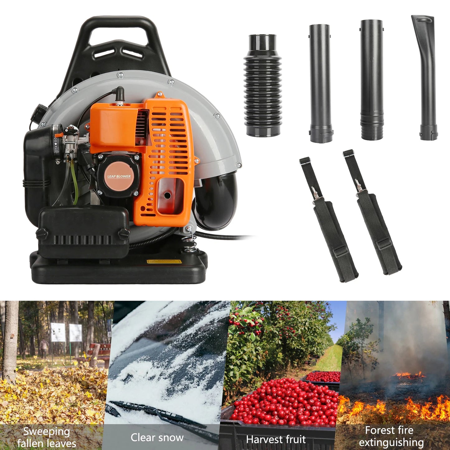 Gas Powered Leaf Blower 2-Stroke Engine Air Volume Handheld Blower Powerful Wind Snow Blower for Lawn Garden
