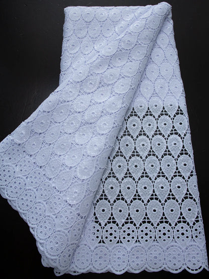 Pure White Nigerian Guipure Lace Fabric 2025 High Quality Water Soluble African Sequin Cord Lace Fabric for Party Dress Sew 4025