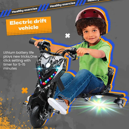 Drift Trike, Kid Ride on Tricycles, Big Wheel Drifting Tricycle for Ages 8+, Ride-On Kids Tricycle with Adjustable Seat