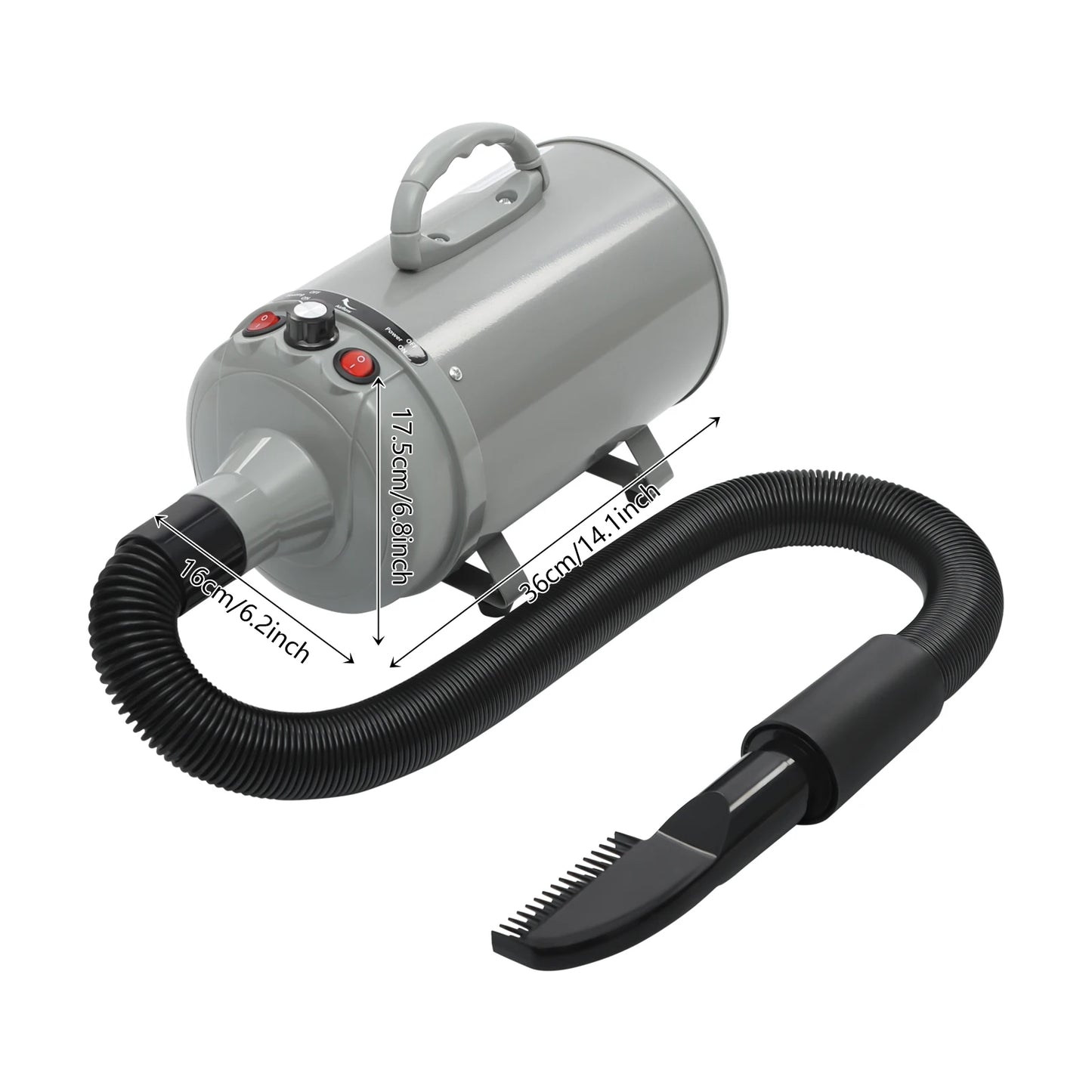 2200W Professional Pet Grooming Dryer, Adjustable Wind Speed, 4 Nozzles, Rust-resistant, Low Noise 55-70dB for Dogs/Cats