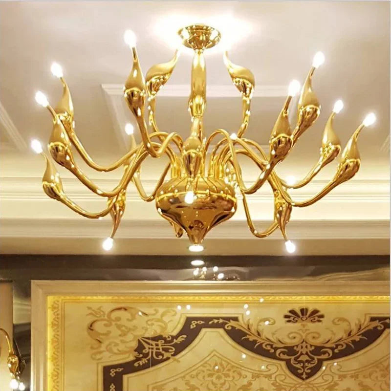 G4 LED Swan chandelier Lighting for Bedroom Foyer Chandelier lustre salon Black White Red gold