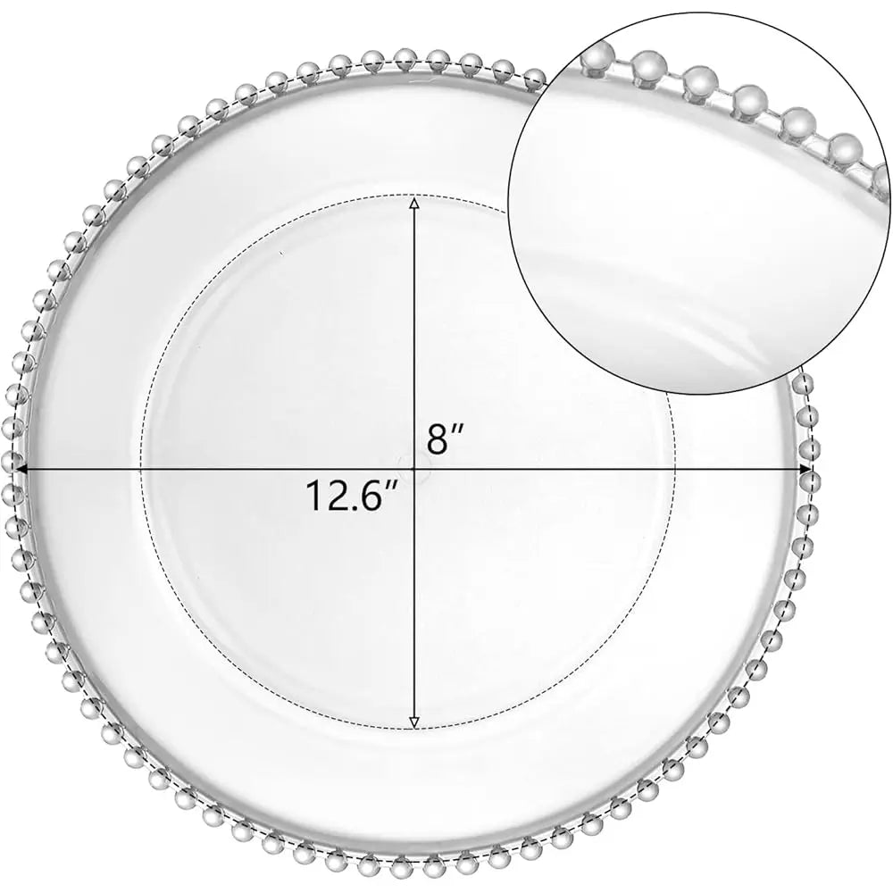 12 Pa Clear Plastic Charger Plates With Bead Rim, 13 H Plastic Round Serving Plates Decor Dinner Plates For Party Wedding