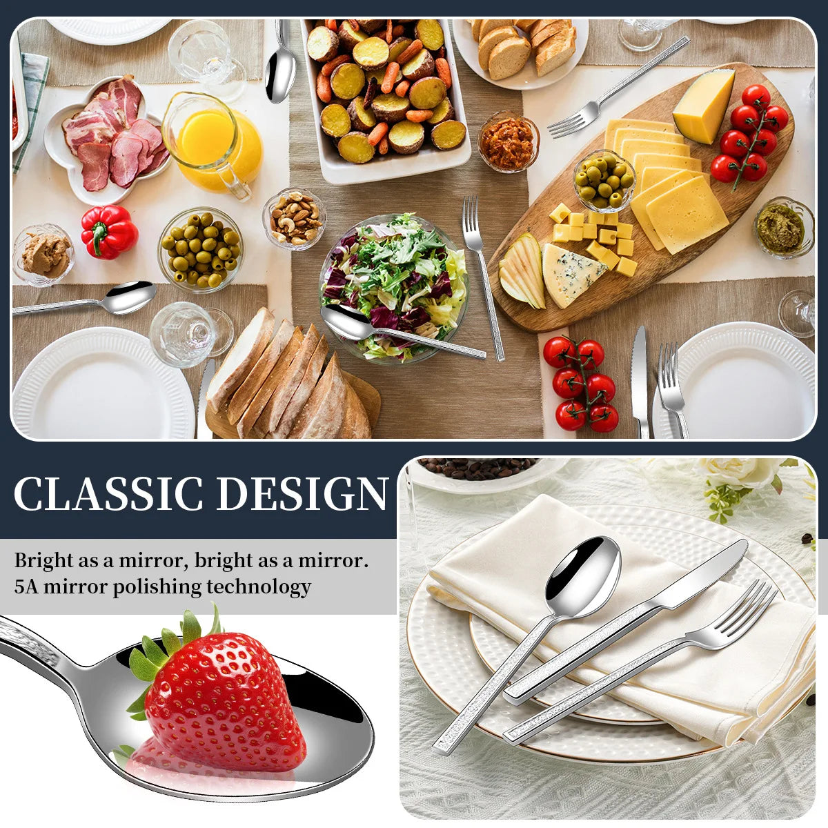 30Pcs Fashion New Cutlery Set 18/10 Stainless Steel Gift Flatware 410 Steel Knife Fork Spoon Dinnerware for 6 Drop Shipping