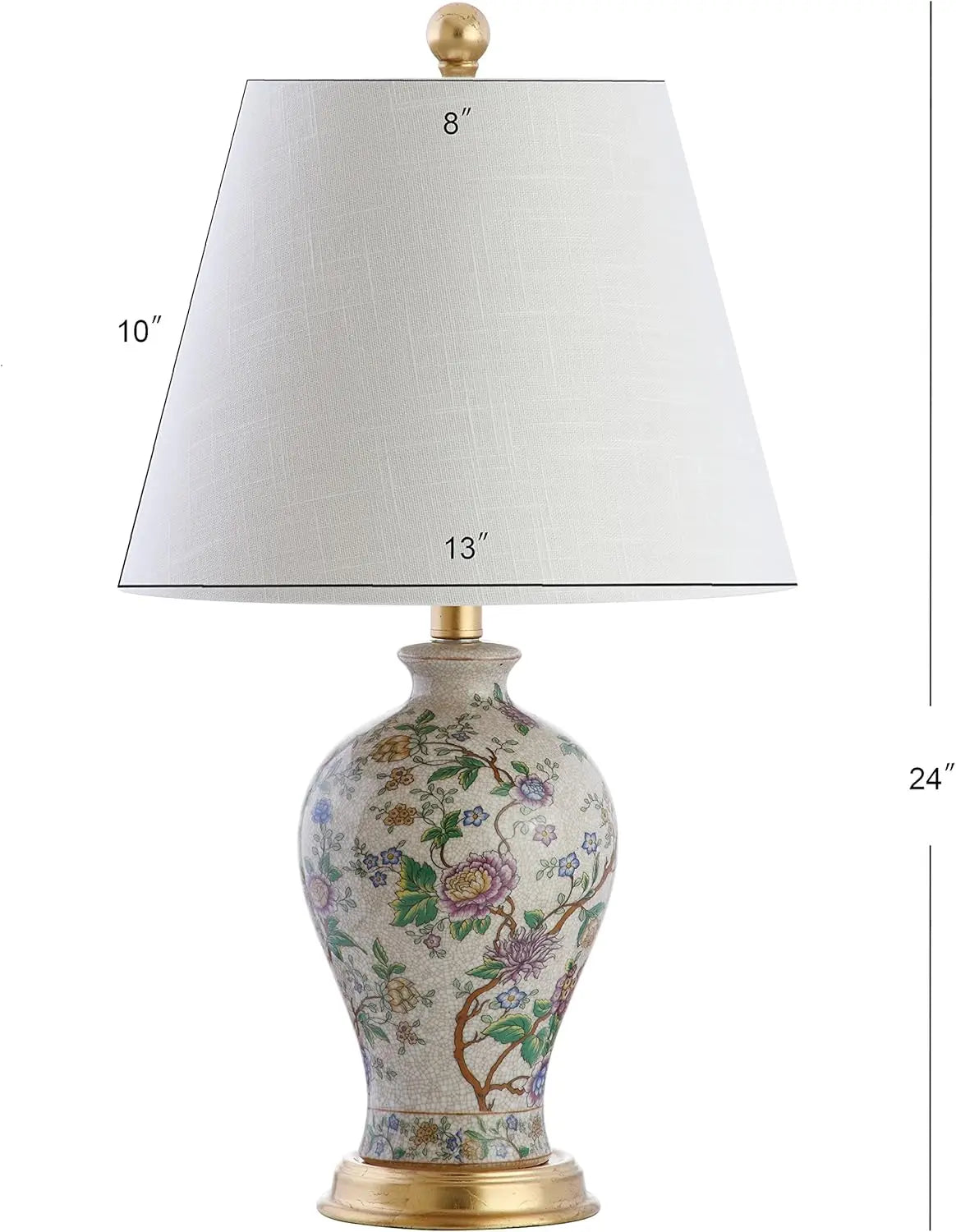 Grace 24" Floral LED Table Lamp for Bedroom, Living Room, Office - Classic Cottage Style with Included Bulb