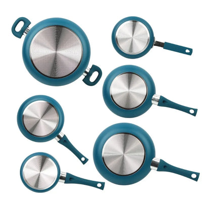 Mainstays Classic Collection 12 Piece Nonstick Aluminum Alloy Cookware Set, Blue