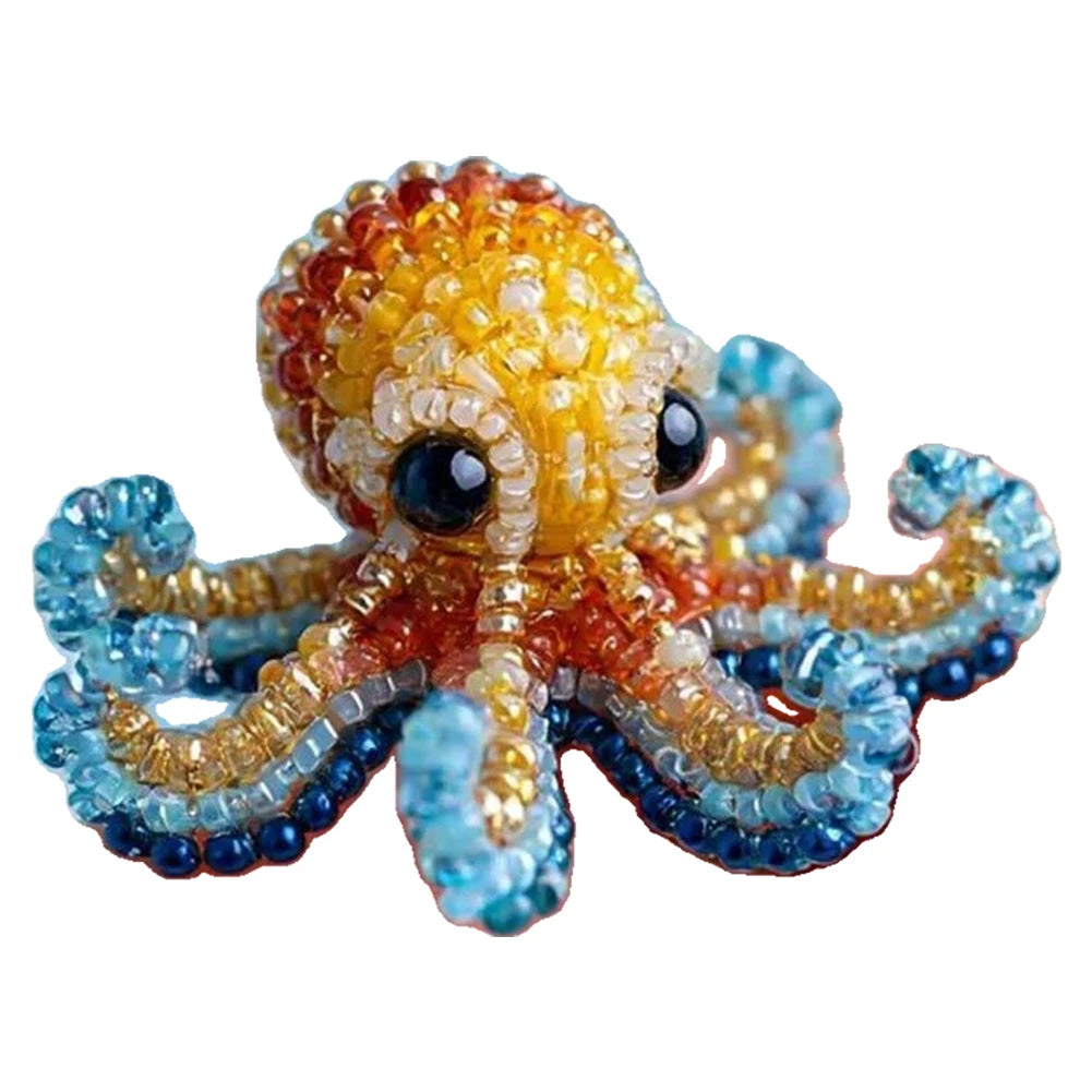 Creative Beaded Embroidery Kit Multi-Purpose Ocean Beadwork DIY Kit Wear Resist Cute Ocean Animals Embroidery for Craft Lovers