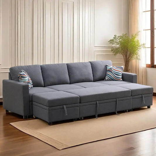 Sofa Couch Bed, Convertible Sofa Bed with Armrests, Sectional Sofa with Storage Seat U Shaped Sectional Couch with Reversible C