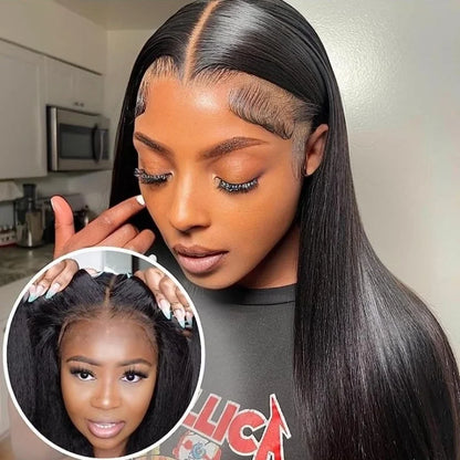 40 inch Glueless straight wigs 5x5 Pre-Cut HD Lace wigs human hair 220 density wear and go Brailian human hair wigs for women