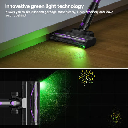 Lubluelu 35Kpa 6-in-1 Self-Standing Cordless Vacuum Cleaner with Green Light 55dB Low noise for Carpet Pet Hair Self-Standing