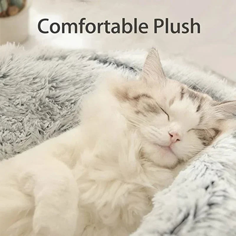 Autumn and Winter soft plush pet bed and pet bed Winter warm and cold plush comforter nest Shell cat nest semi-enclosed cat nest