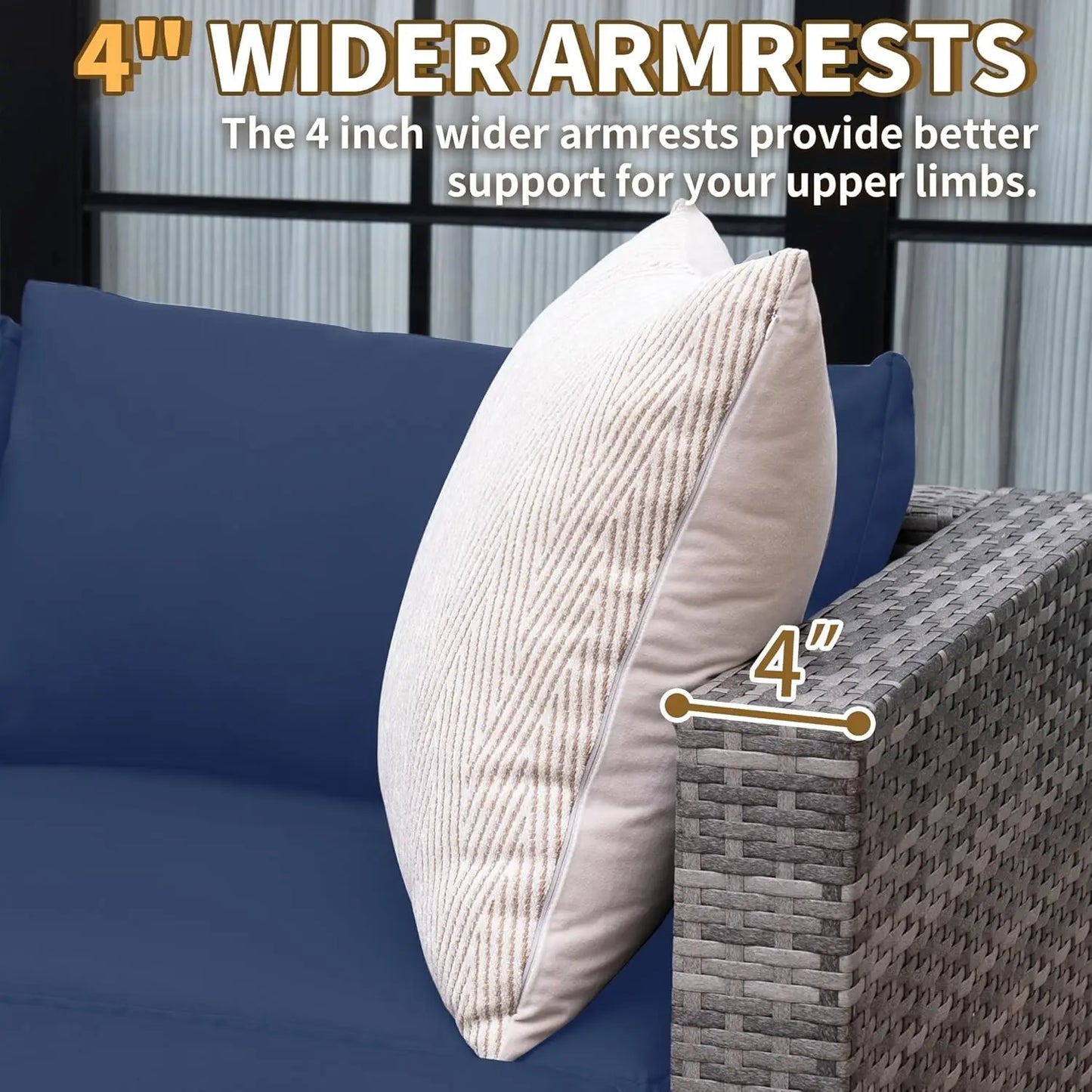 5 Piece Patio Furniture Set, All-Weather Wicker Outdoor Sectional Sofa, L Shaped Outdoor Conversation Couch with, Customized