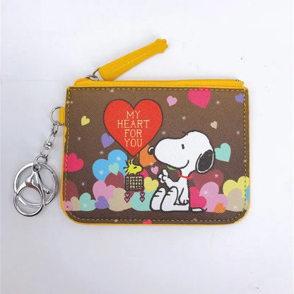 Snoopy Coin Purses Charlie Brown Cute Wallet Women Leisure Woodstock Zipper Card Holder Coin Pouch Lady Cases Giirls