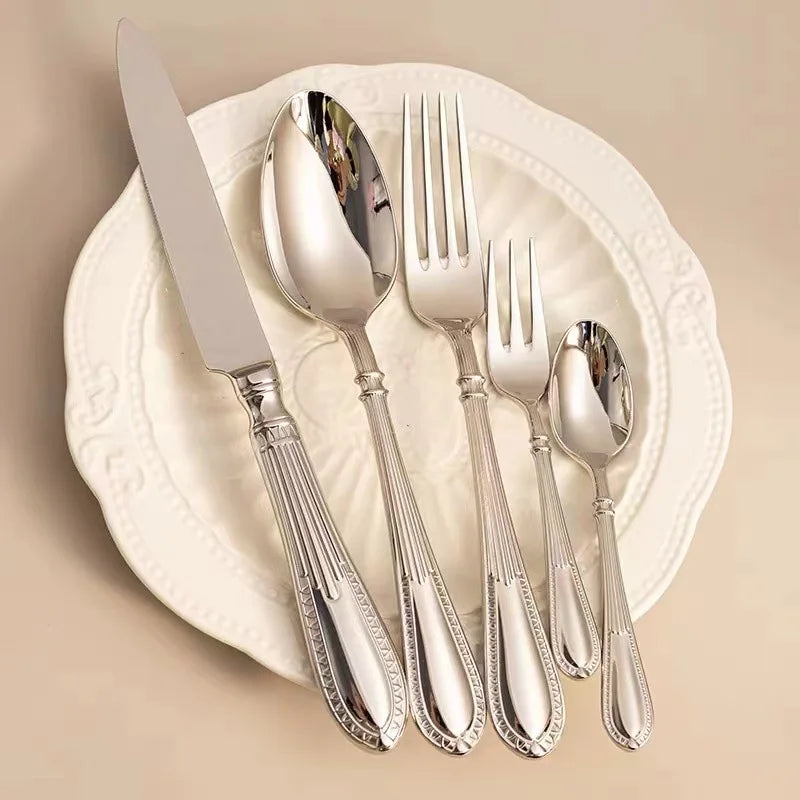 20Pcs Gold Stainless Steel 304 Dinnerware Set 18/10 Dinner Knife Fork Cutlery Set Service For 4 Drop Shipping