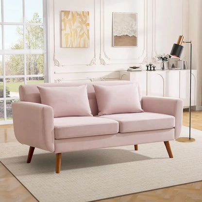 65"W Loveseat Sofa, Mid Century Modern Couches Love Seats For Living Room, Button Tufted Upholstered Small Couch, Customized