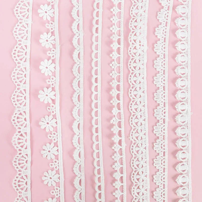 5Yard/rol White Lace Ribbon Tape Fabric Wedding Decoration Gift Wrapping Embroidered Lace Trim DIY Clothes Sewing Craft Supplies