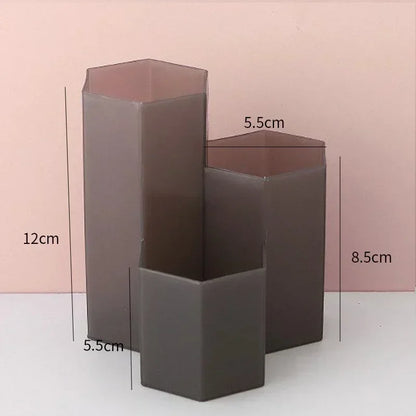 Simple Large Capacity Hexagonal Desktop Organizer Pen Container Holder Storage Pencil Cup 3 Slot Stand School Office Supplies