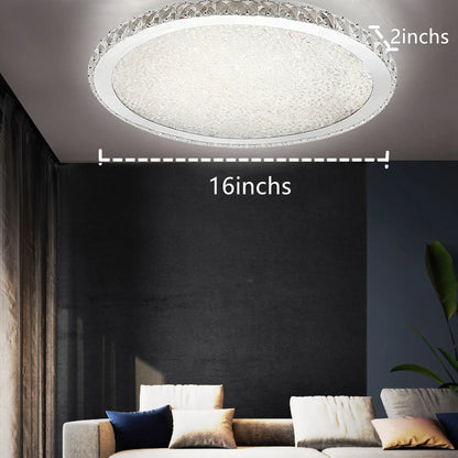 LOYALHEARTD 16" Modern Crystal Ceiling Light Pendant Lamp Luxury Embedded Installation Round LED Chandelier Raindrop Design