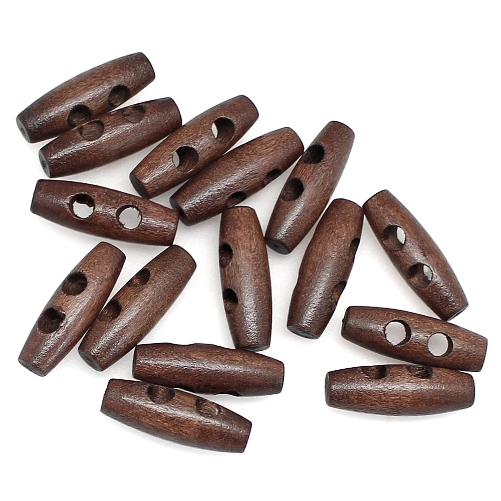 15 PCS/Lot 30mm Wooden Toggle 2 Holes Coat Buttons For Clothing Sewing Crafting DIY Coat Jacket Blazer Sewing Accessory Buttons
