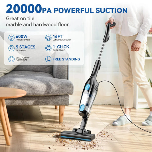INSE R6X 7M Corded Vacuum Cleaner 20Kpa Ultra-Lightweight Handheld Vacuum with 600W Motor Cleaner for Carpet Hard Floor Pet Hair