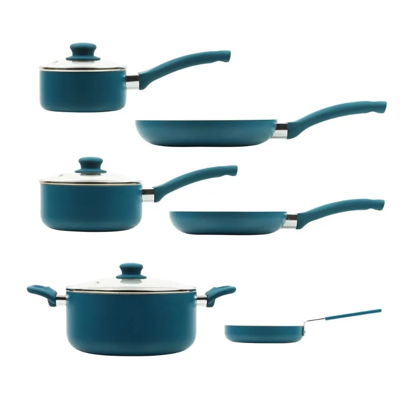Mainstays Classic Collection 12 Piece Nonstick Aluminum Alloy Cookware Set, Blue