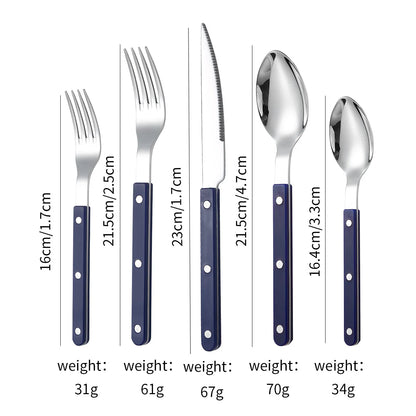 Fashion New Colorful Handle 304 Cutlery Set  Stainless Steel Creativity Gift Flatware Knife Fork Spoon dinnerware set