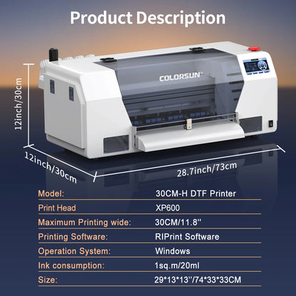 Colorsun A3 DTF Printers For Epson XP600 Impresora a3 dtf Printing Machine Direct to Film T-shirt Printers For T-Shirt Hoodies