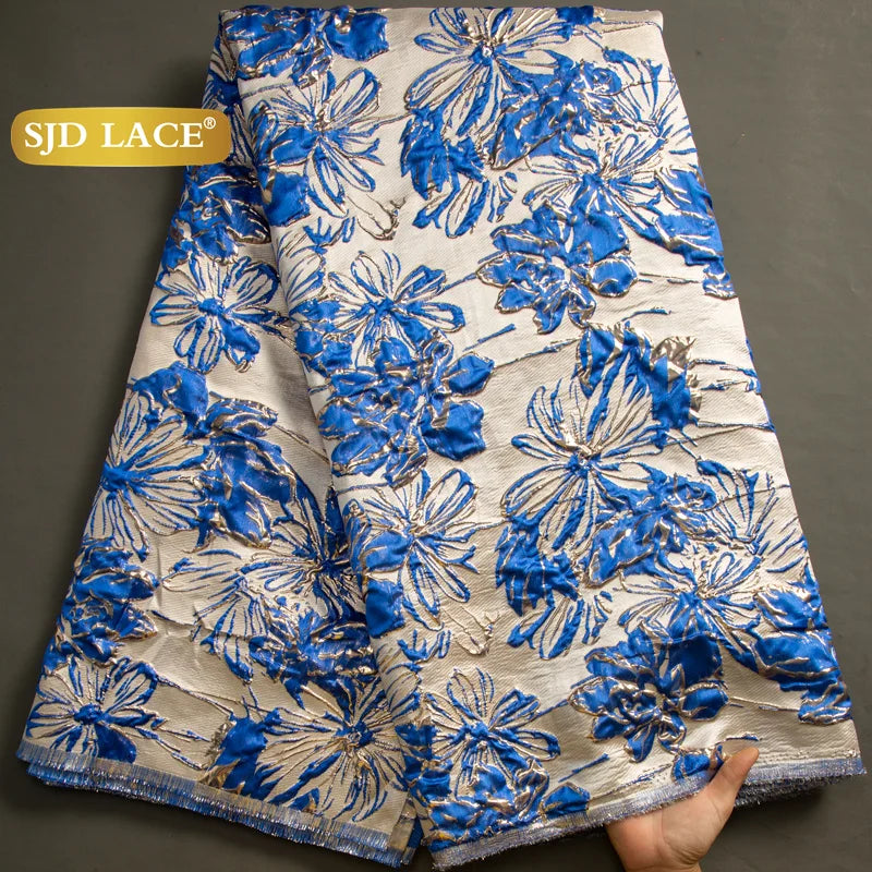 SJD LACA African Brocade Lace Fabrics 2025 High Quality Tulle Damask Nigerian Jacquard French Lace For Sewing Women Dresses 3830