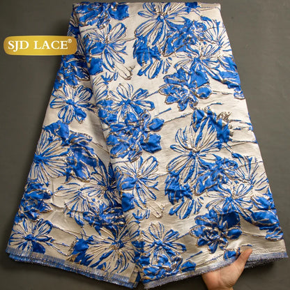 SJD LACA African Brocade Lace Fabrics 2025 High Quality Tulle Damask Nigerian Jacquard French Lace For Sewing Women Dresses 3830