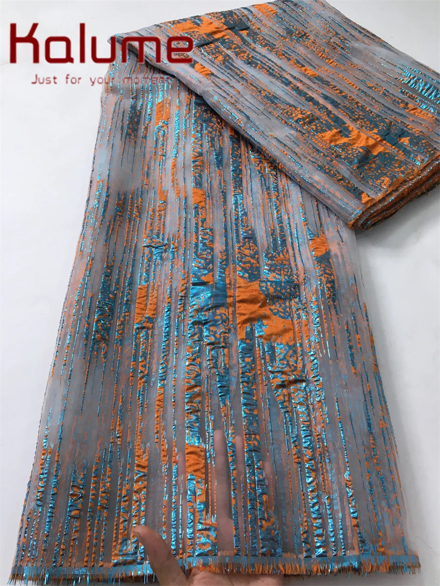 Kalume Lace Luxury African Tulle Brocade Lace Fabric High Quality French Gilding Lace Fabric For Sew Cloth Diy Party Dress F4063