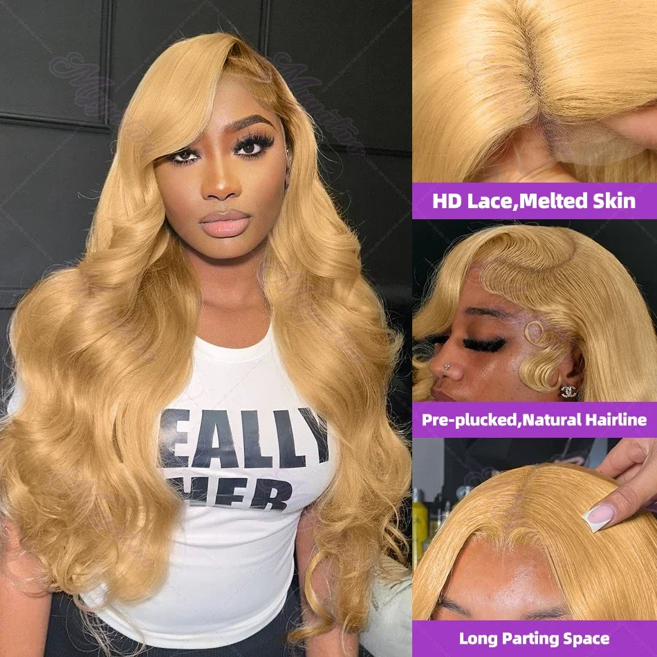 Honey Blonde Human Hair Wig Body Wave Lace Front Wig 13X6 Hd Lace Frontal Wig Colored Brazilian Hair 250 Density For Black Women