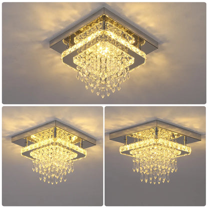 Modern Crystal Chandelier Ceiling Lamp Led Pendant Light Stainless Steel Fixture Aisle Lustre Dining Room Living Room Home Decor