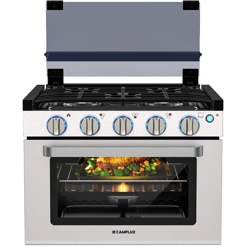 CAMPLUX Classic RV Propane Range 17 Inches, Propane Range Oven with 3 Burners Cooktop for RV, RV Propane Stove Oven Combo