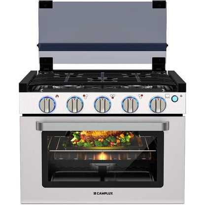 CAMPLUX Classic RV Propane Range 17 Inches, Propane Range Oven with 3 Burners Cooktop for RV, RV Propane Stove Oven Combo