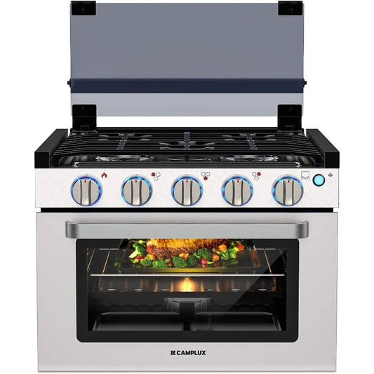 CAMPLUX Classic RV Propane Range 17 Inches, Propane Range Oven with 3 Burners Cooktop for RV, RV Propane Stove Oven Combo