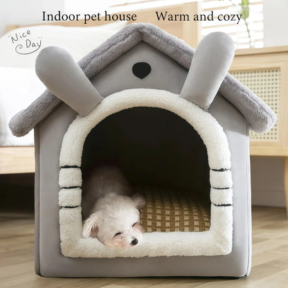 Indoor Warm Dog House Soft Pet Bed Tent House Dog Kennel Cat Bed Removable and Washable Cushion Suitable Four Season Universal