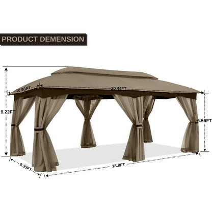 10x20 Outdoor Gazebo - Patio Gazebo with Mosquito Netting, Outdoor Canopies for Shade and Rain for Lawn, Garden, Backyard & Dec