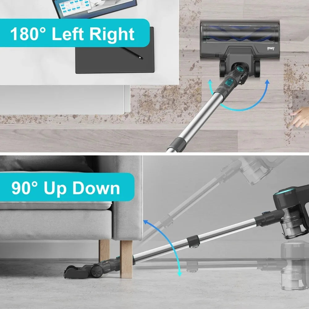 INSE Cordless Vacuum Cleaner 20Kpa Powerful Stick Vacuum 6 in 1 Lightweight Handheld Vacuum Cleaners for Pet Hair HardFloor N370