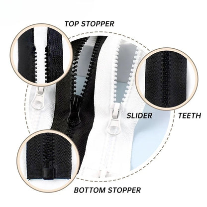 60-300cm 5# 8# Resin Zipper for Sewing Long Open-End Zippers with Single/Double Sliders Tent Coat Clothes Zip Repair Accessories