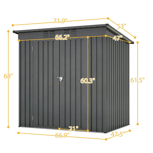 4x6 ft Metal Shed Outdoor Storage Shed,Metal Steel Utility Tool Shed Storage House with Double Lockable Doors and Air Vent for B