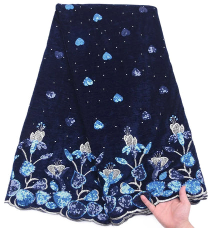 Nigerian Velvet Lace Fabric 2025 High Quality 5 Yards Sequins African Lace Fabric Nigerian Lace for Women Wedding Dress Sewing