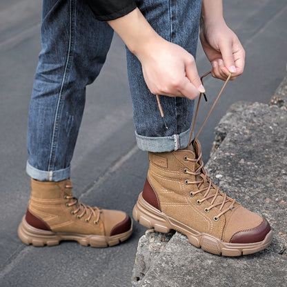 Canvas Light Breathable Work Steel Toe Shoes Men Safety Shoes Puncture-Proof Work Indestructible Footwear Security Boots